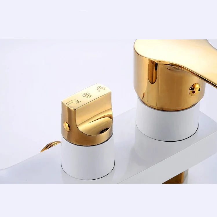 Robinet salle de bain baignoire douche - Blanc Doré