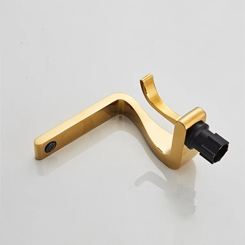 Robinet lavabo salle de bain mitigeur design incurvé - Doré - Laiton