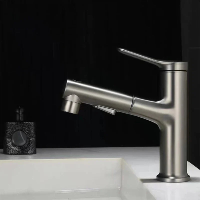 Robinet lavabo salle de bain deux jets - Argenté - Laiton