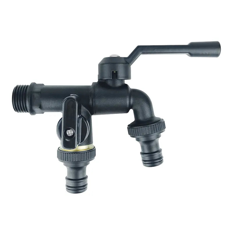 Robinet extérieur de jardin antigel 2 sorties - Noir - Laiton