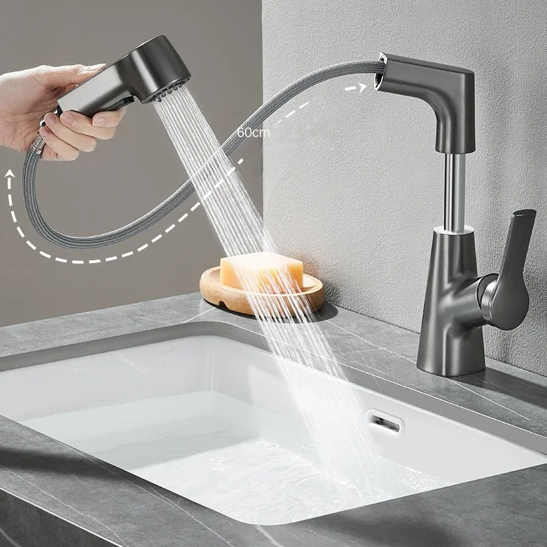 Robinet évier cuisine flexible douchette hauteur réglable - Noir