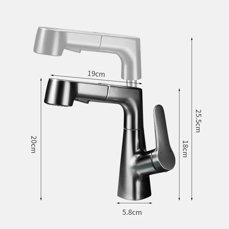 Robinet évier cuisine flexible douchette hauteur réglable - Argenté