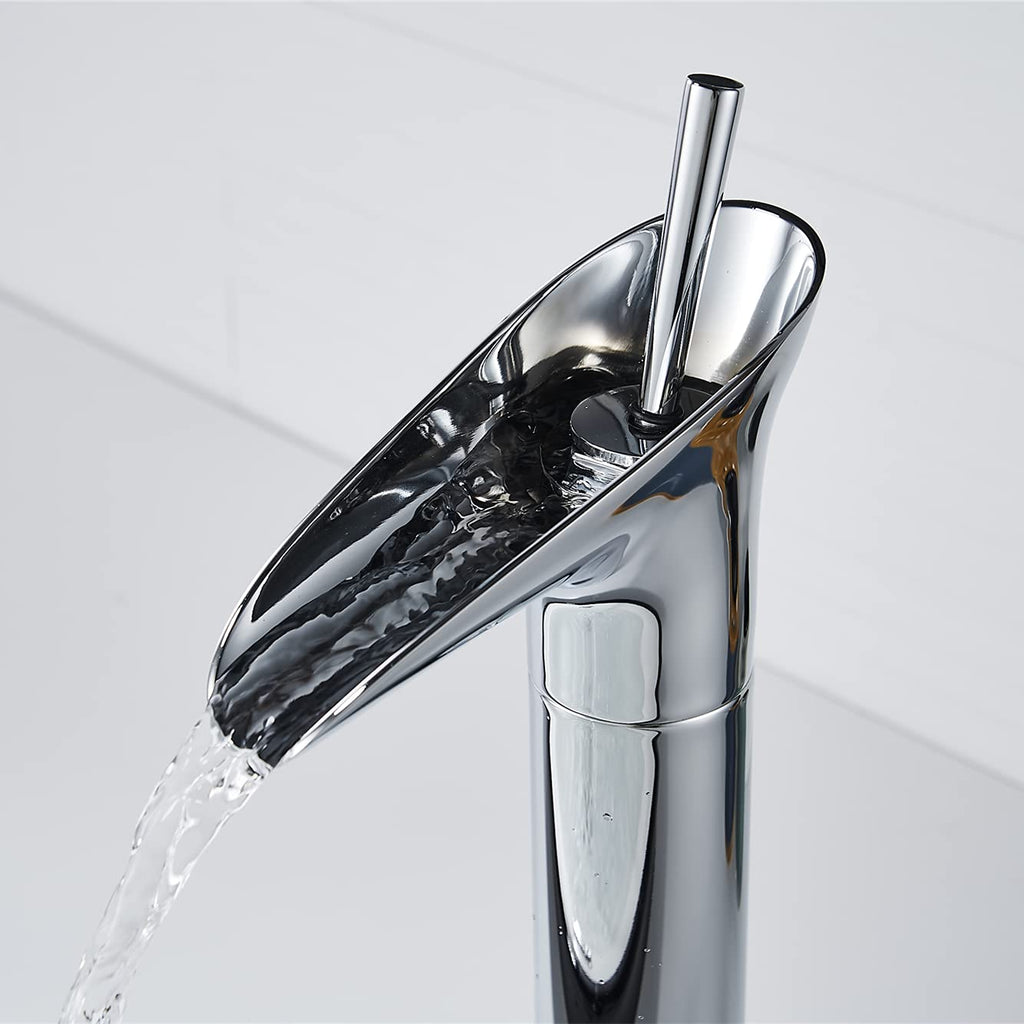 Robinet salle de bain lavabo bambou cascade - Argenté - Laiton