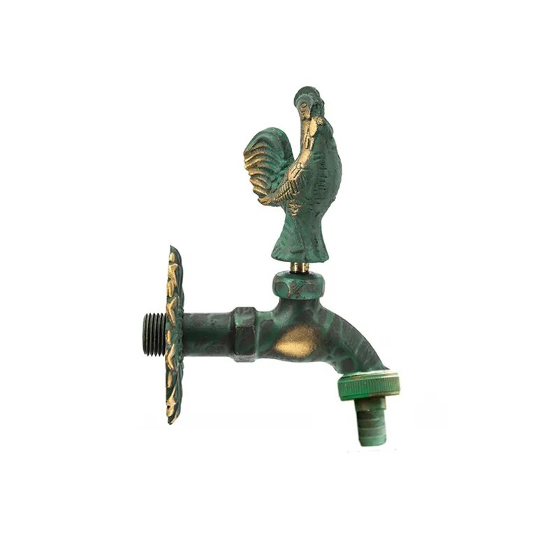 Robinet extérieur de jardin rétro fleur animaux - Vert