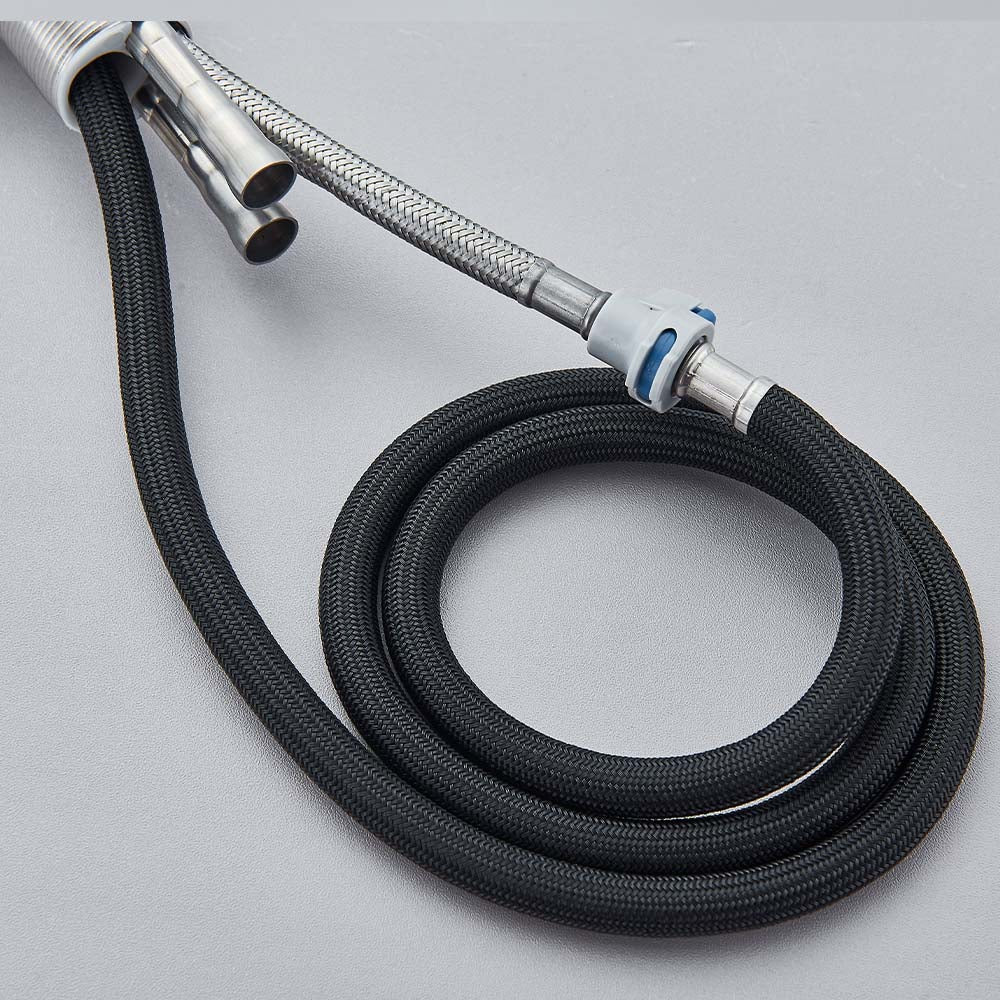 Robinet évier cuisine minimaliste flexible rétractable douchette - Noir