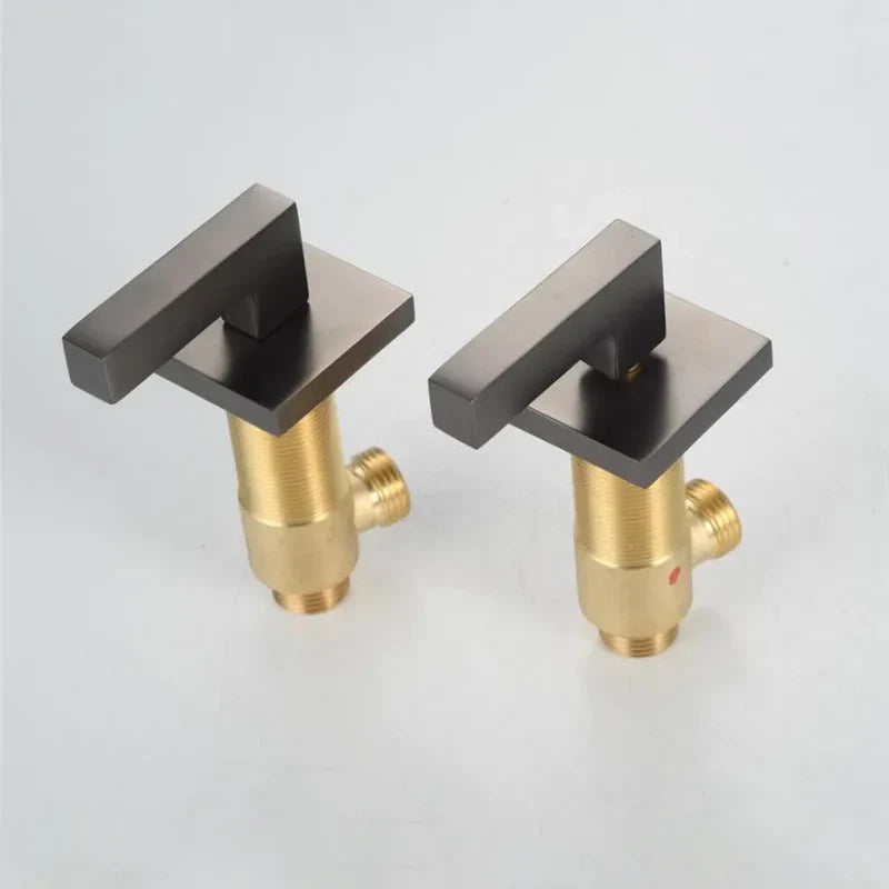 Robinet lavabo salle de bain poignées déportées - Argenté - Laiton