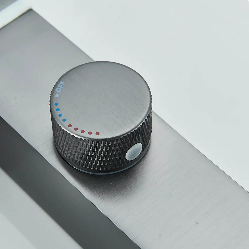 Robinet lavabo salle de bain affichage numérique - Noir - Laiton