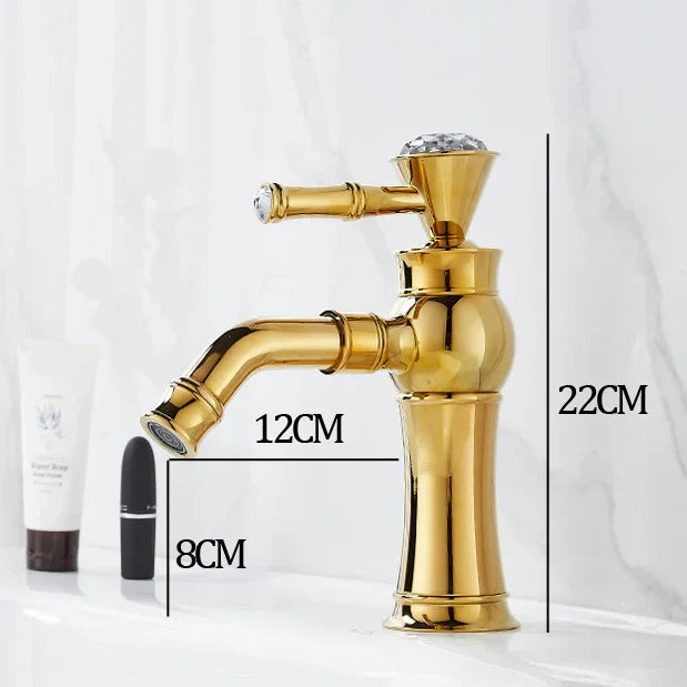 Robinet lavabo salle de bain diamant - Doré - Laiton