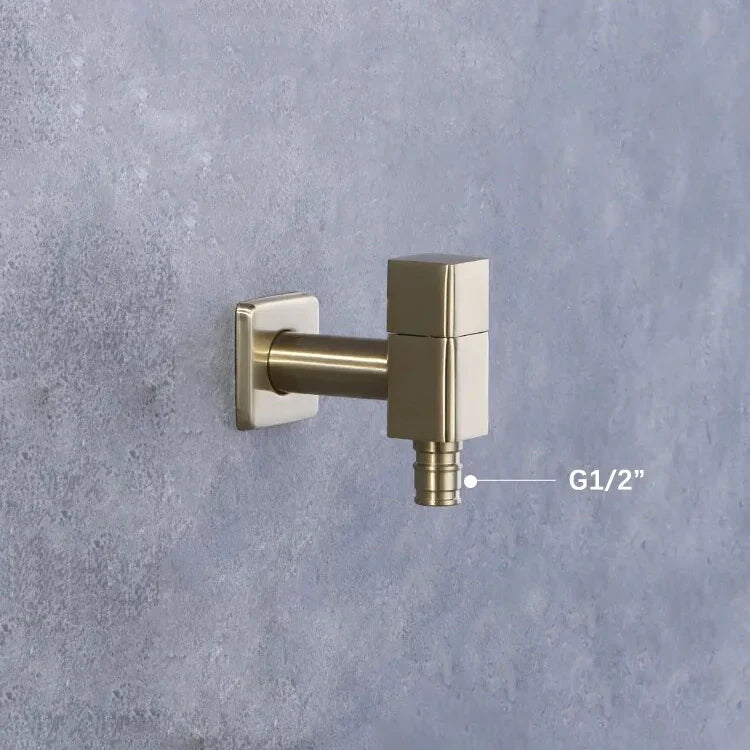 Robinet extérieur de jardin moderne cubique mural - Doré - Laiton