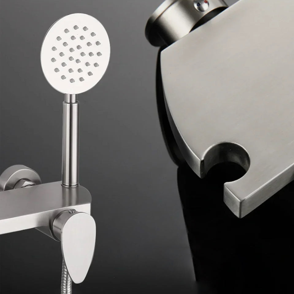 Robinet baignoire minimaliste douchette - Argenté - Laiton