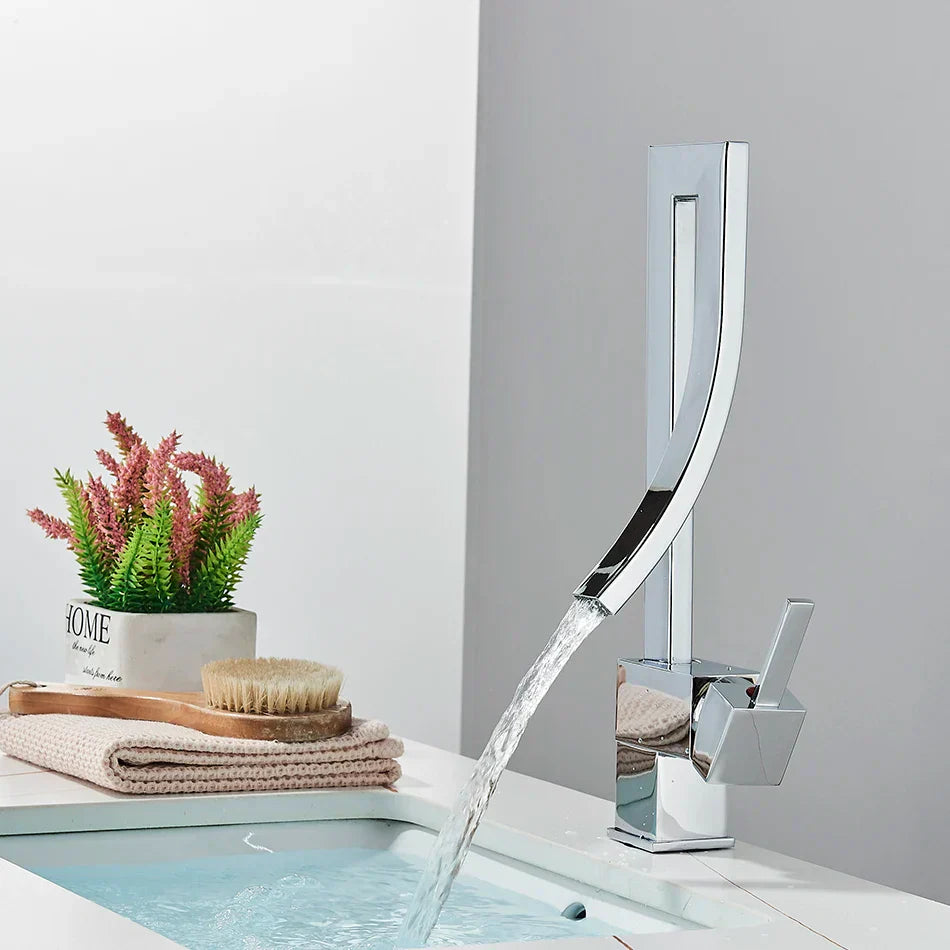 Robinet lavabo salle de bain haut design - Argenté - Laiton
