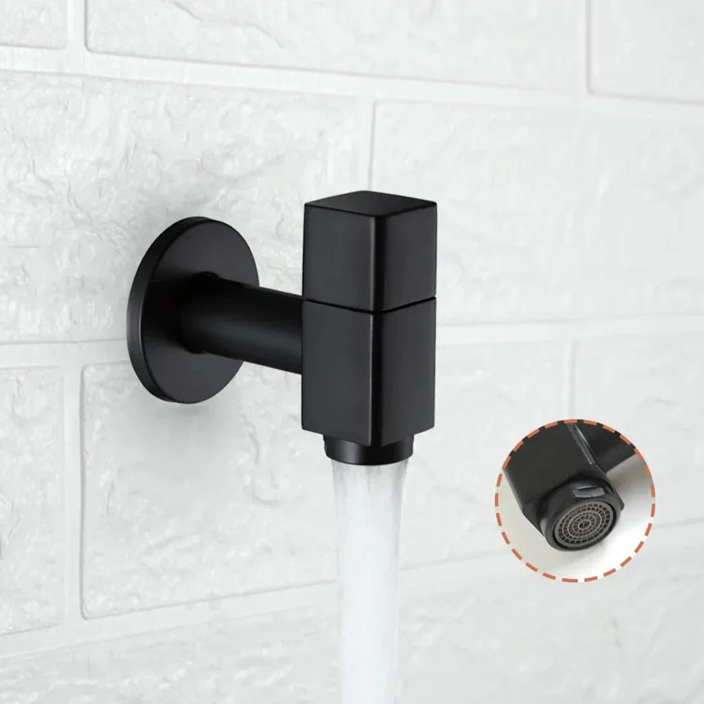 Robinet extérieur de jardin moderne cubique mural - Noir - Laiton