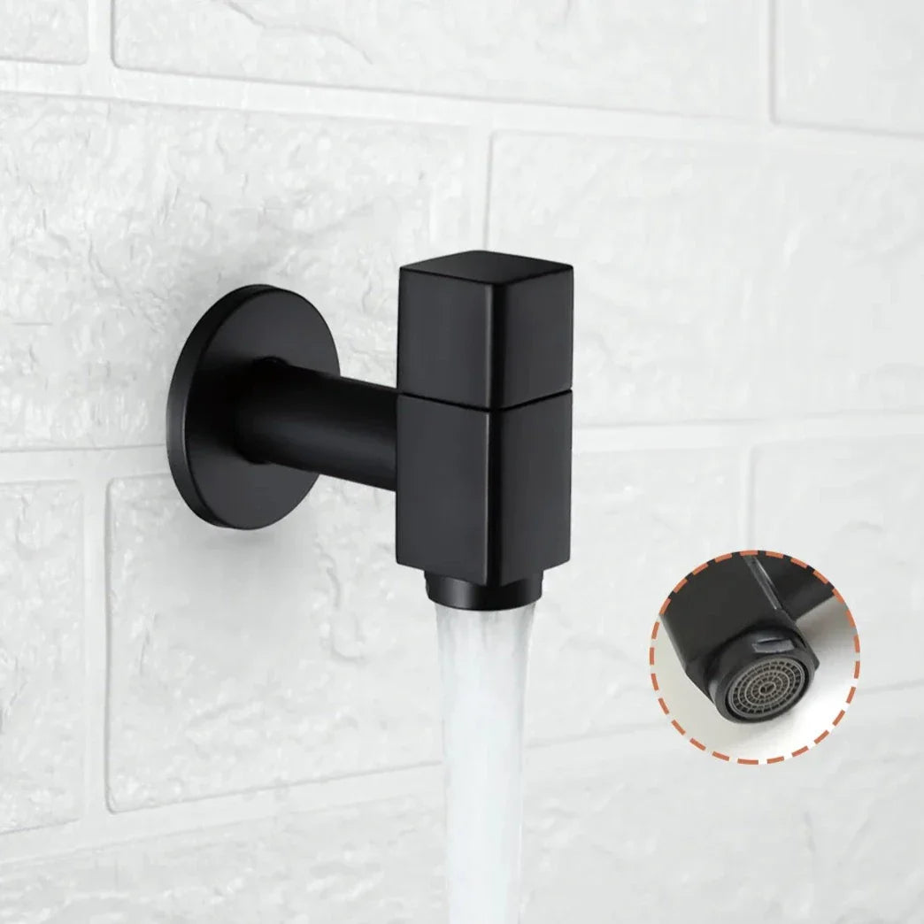 Robinet extérieur de jardin moderne cubique mural - Noir - Laiton