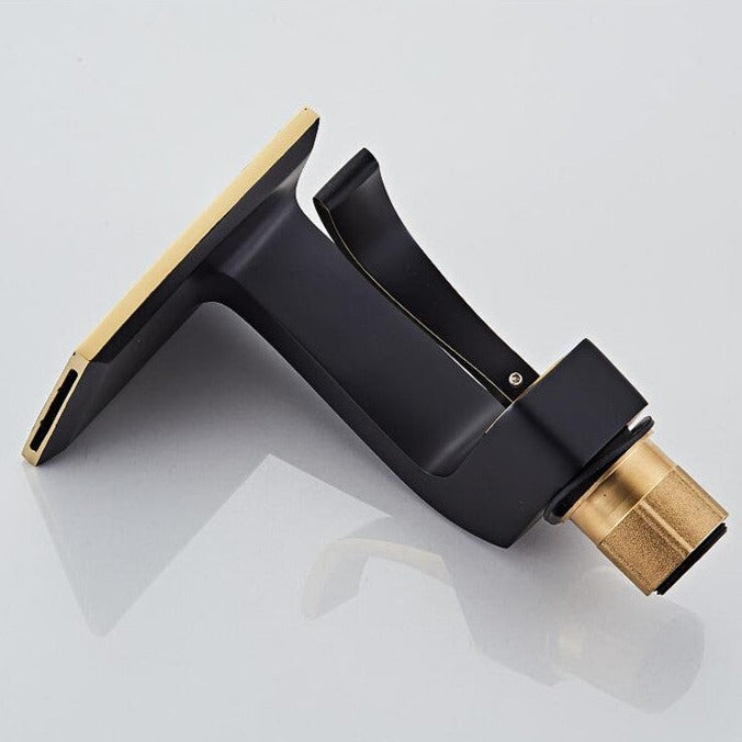 Robinet lavabo salle de bain plat géométrique mitigeur design - Noir - Laiton