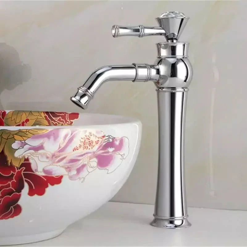 Robinet lavabo salle de bain diamant - Argenté - Laiton