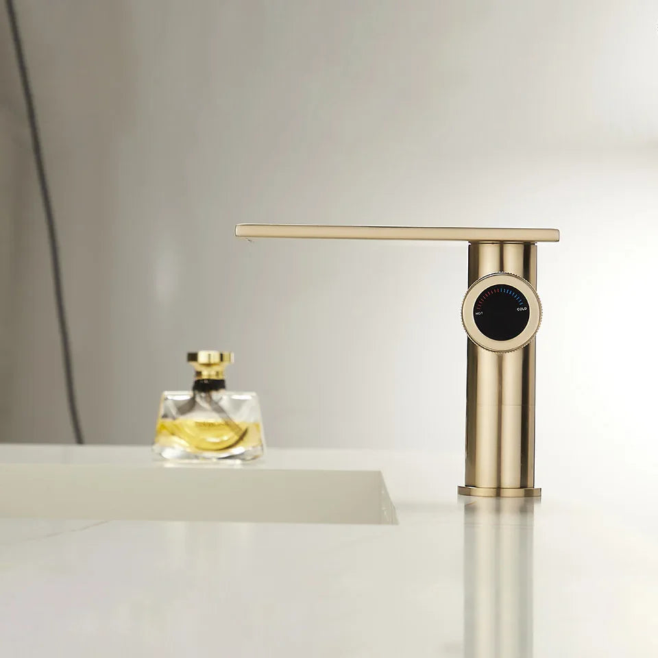 Robinet moderne bec plat mitigeur - Doré - Laiton