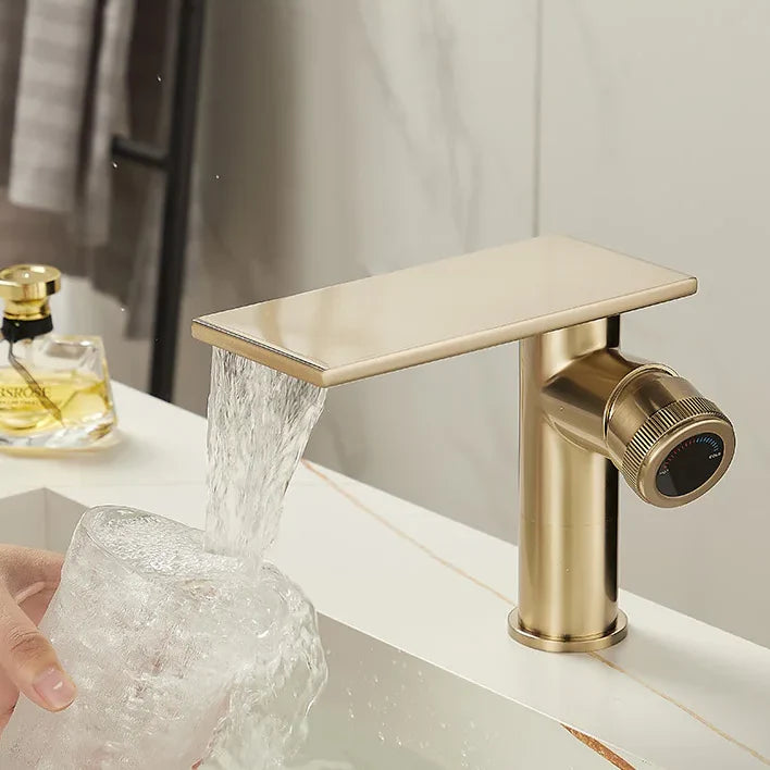 Robinet moderne bec plat mitigeur - Doré - Laiton