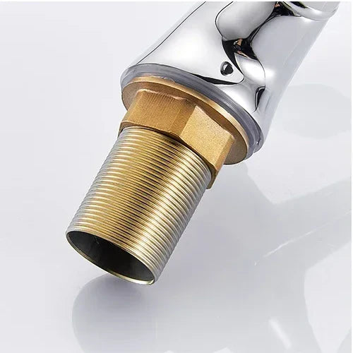 Robinet rétro lavabo deux poignées céramique - Argenté - Laiton