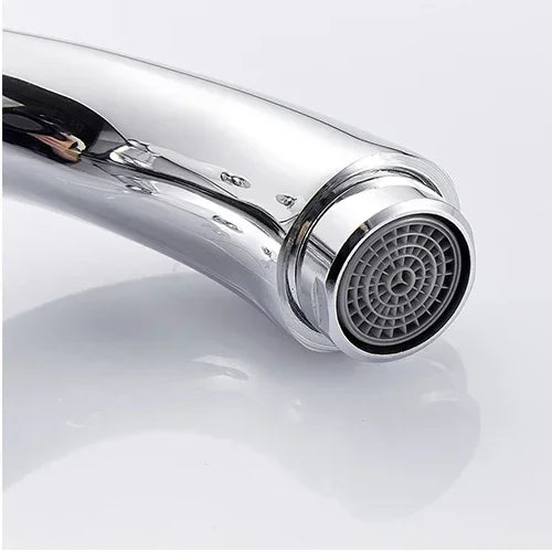 Robinet rétro lavabo deux poignées céramique - Argenté - Laiton