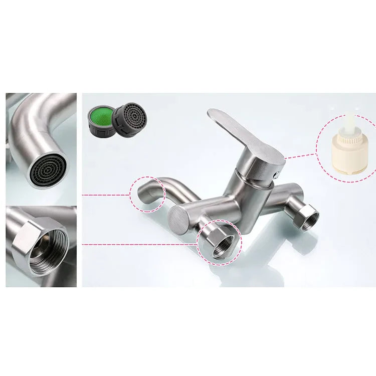 Robinet baignoire salle de bain minimaliste mitigeur - Argenté