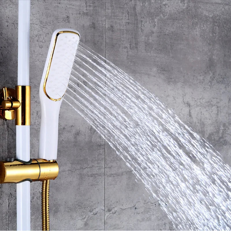 Robinet salle de bain baignoire douche - Blanc Doré