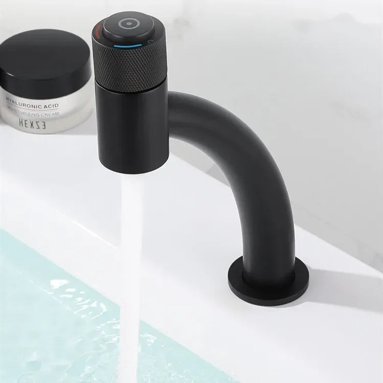Robinet salle de bain lavabo minimaliste - Noir - Laiton