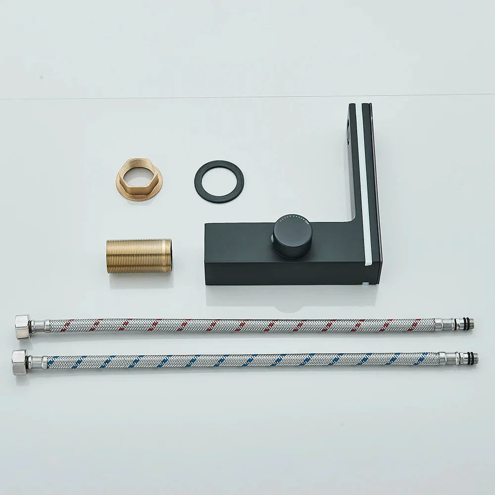 Robinet lavabo salle de bain affichage numérique - Noir - Laiton