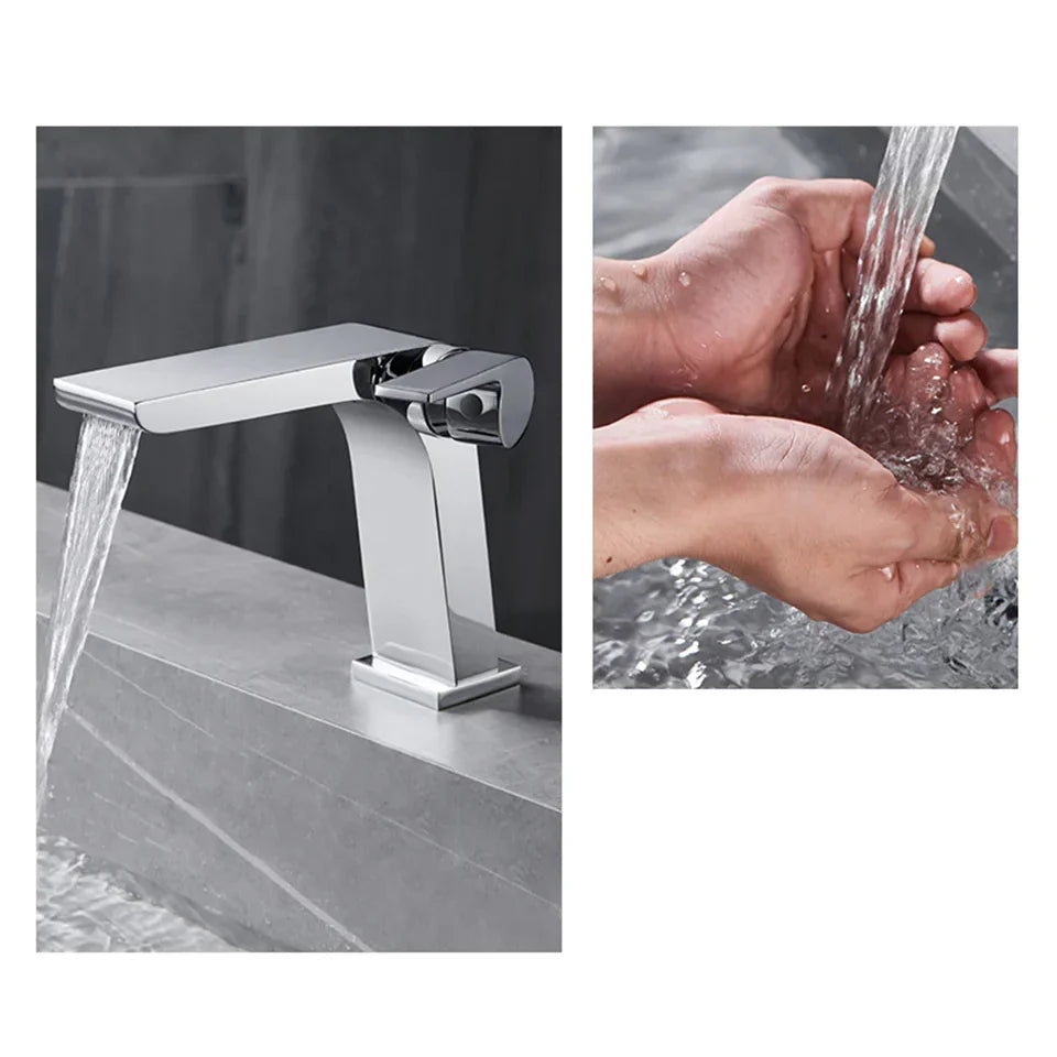 Robinet moderne mitigeur salle de bain lavabo - Argenté - Laiton