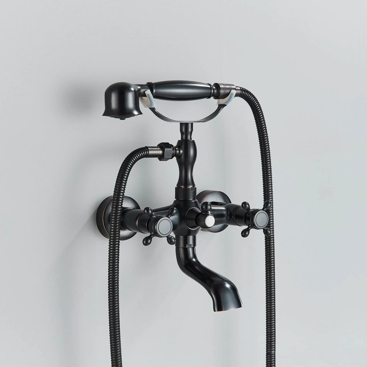 Robinet baignoire salle de bain rétro céramique douchette - Doré - Laiton