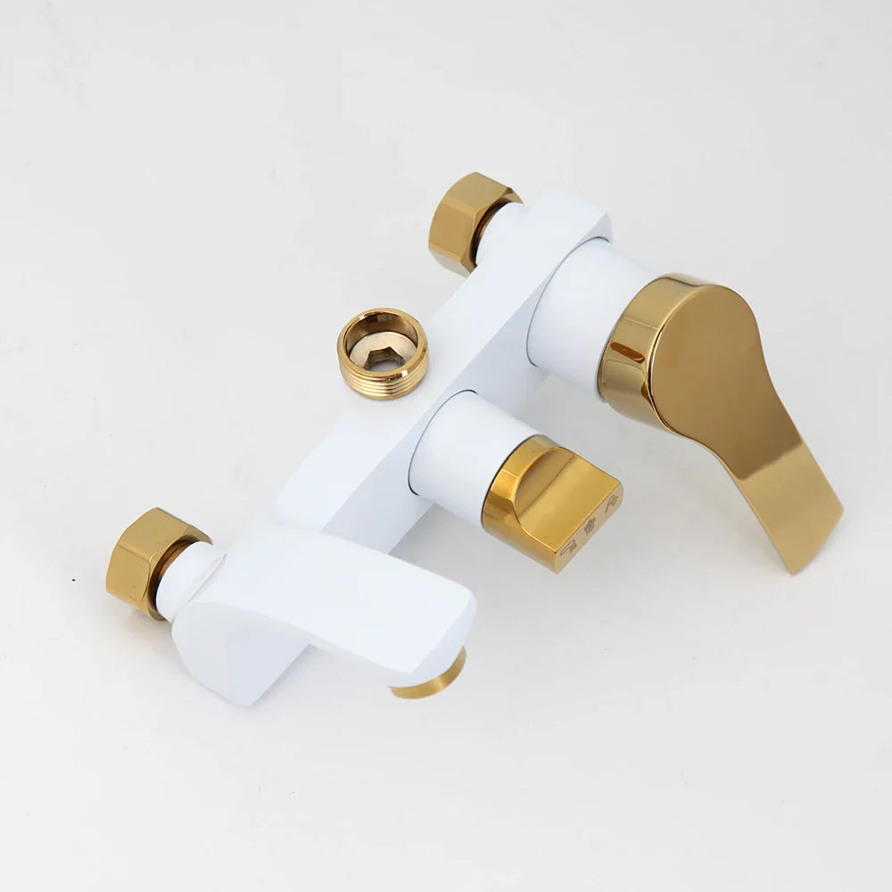 Robinet salle de bain baignoire douche - Blanc Doré