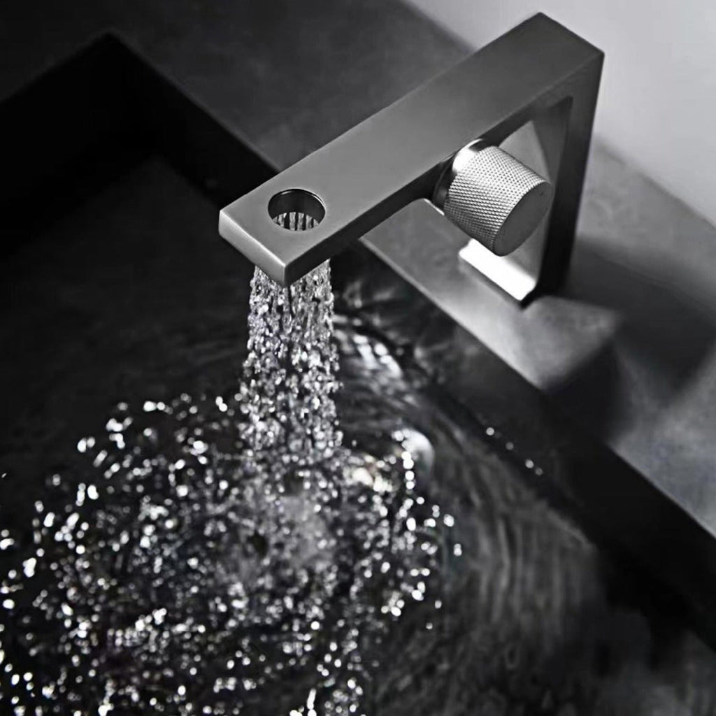 Robinet salle de bain lavabo design contemporain mitigeur - Argenté - Laiton