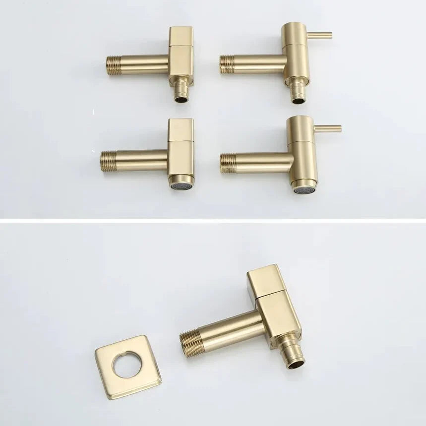 Robinet extérieur de jardin moderne cubique mural - Doré - Laiton