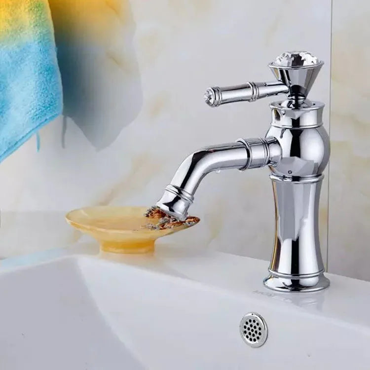 Robinet lavabo salle de bain diamant - Argenté - Laiton