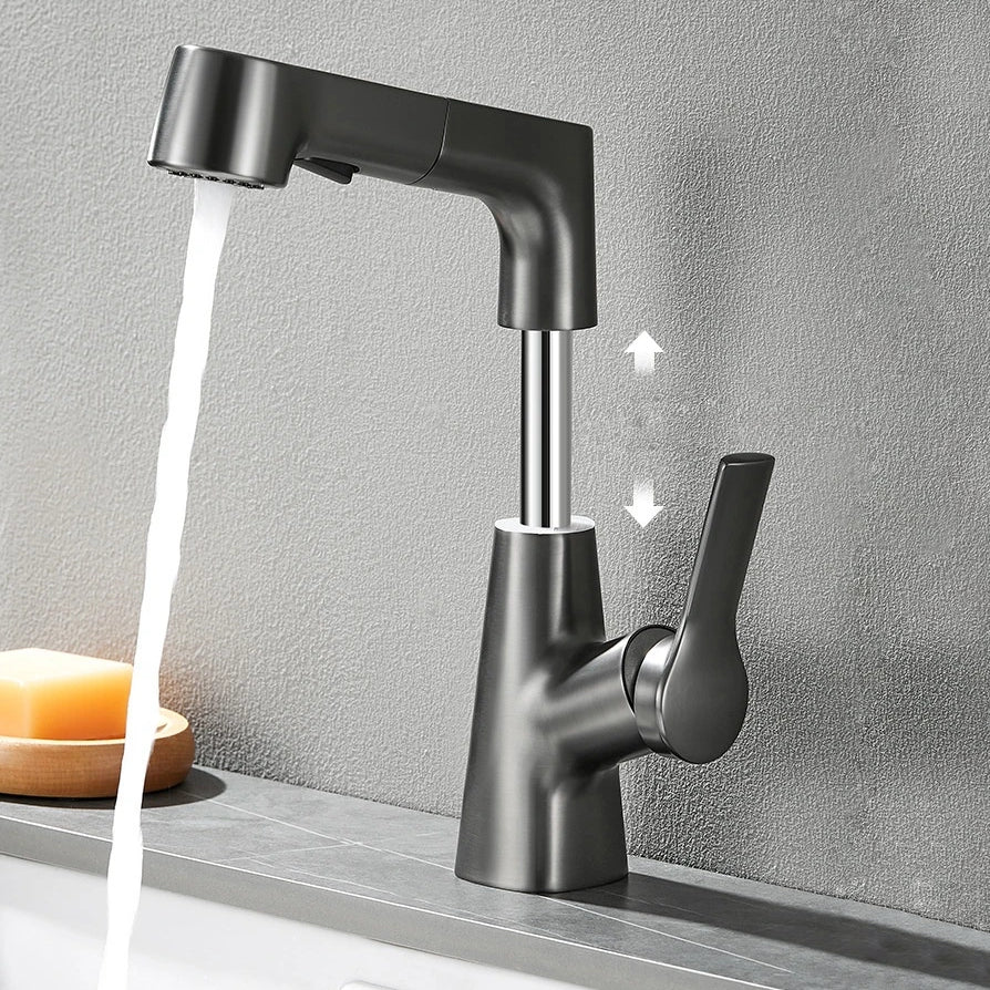 Robinet évier cuisine flexible douchette hauteur réglable - Noir