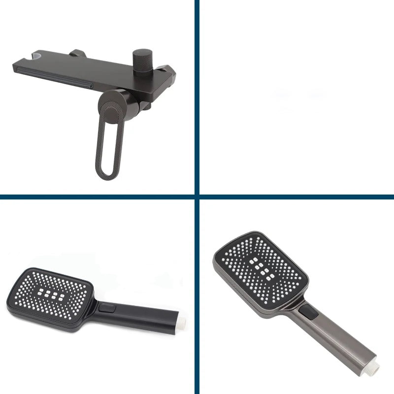 Robinet baignoire salle de bain cascade douchette - Blanc - Laiton