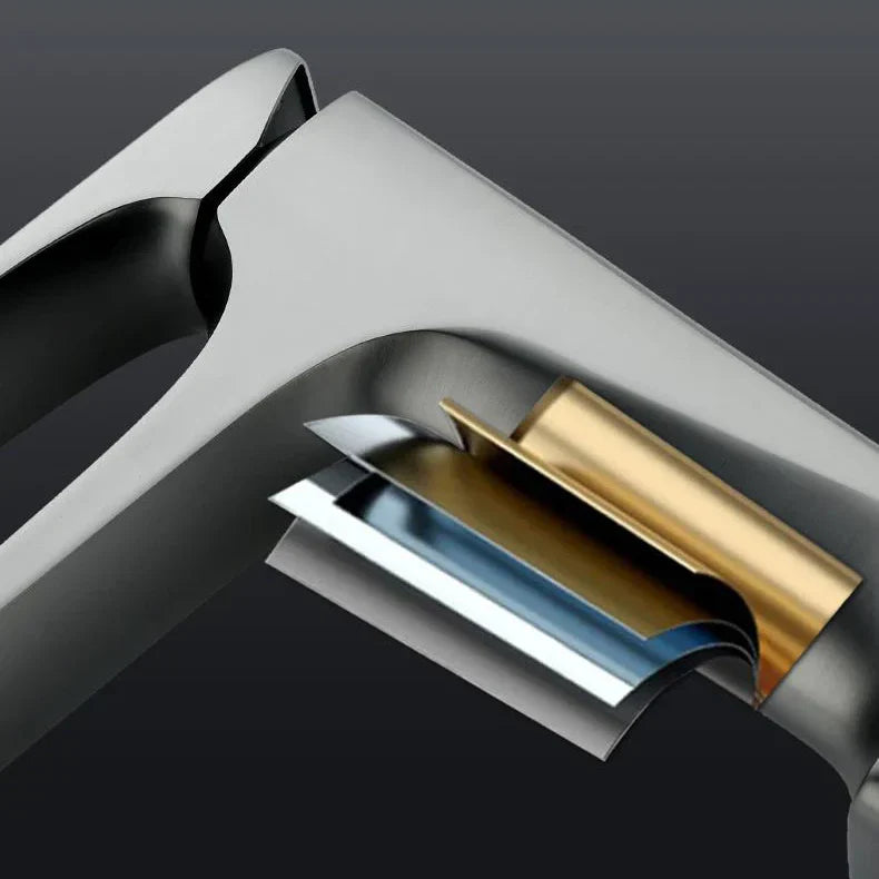 Robinet lavabo salle de bain design épuré - Blanc - Laiton