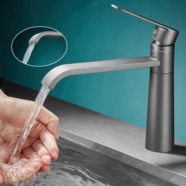 Robinet lavabo salle de bain bec long - Noir - Laiton