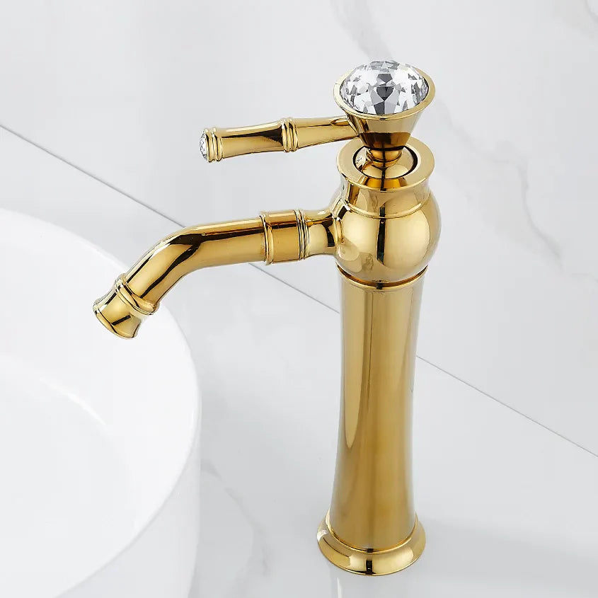 Robinet lavabo salle de bain diamant - Doré - Laiton