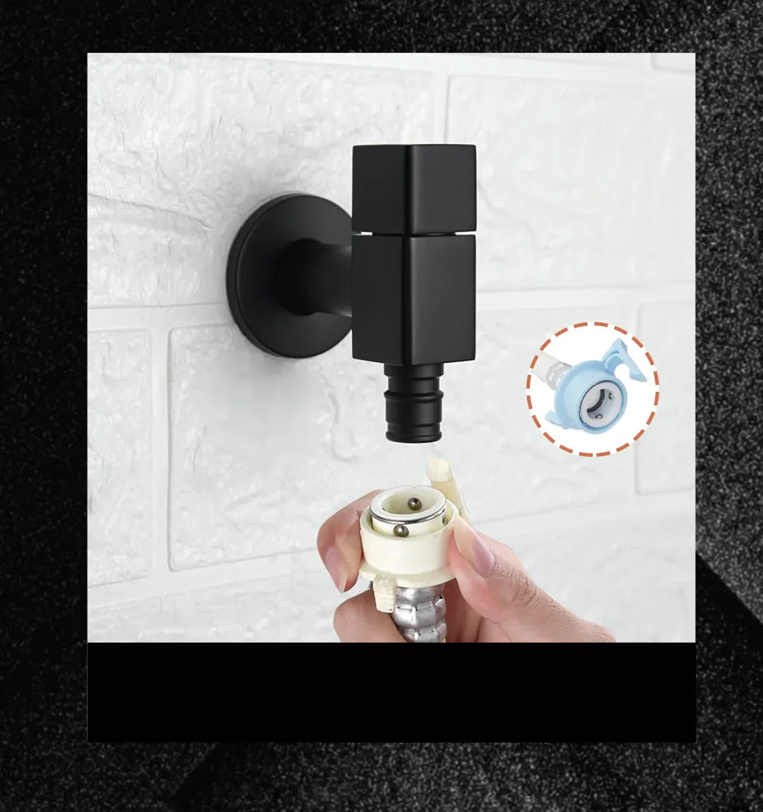 Robinet extérieur de jardin moderne cubique mural - Noir - Laiton