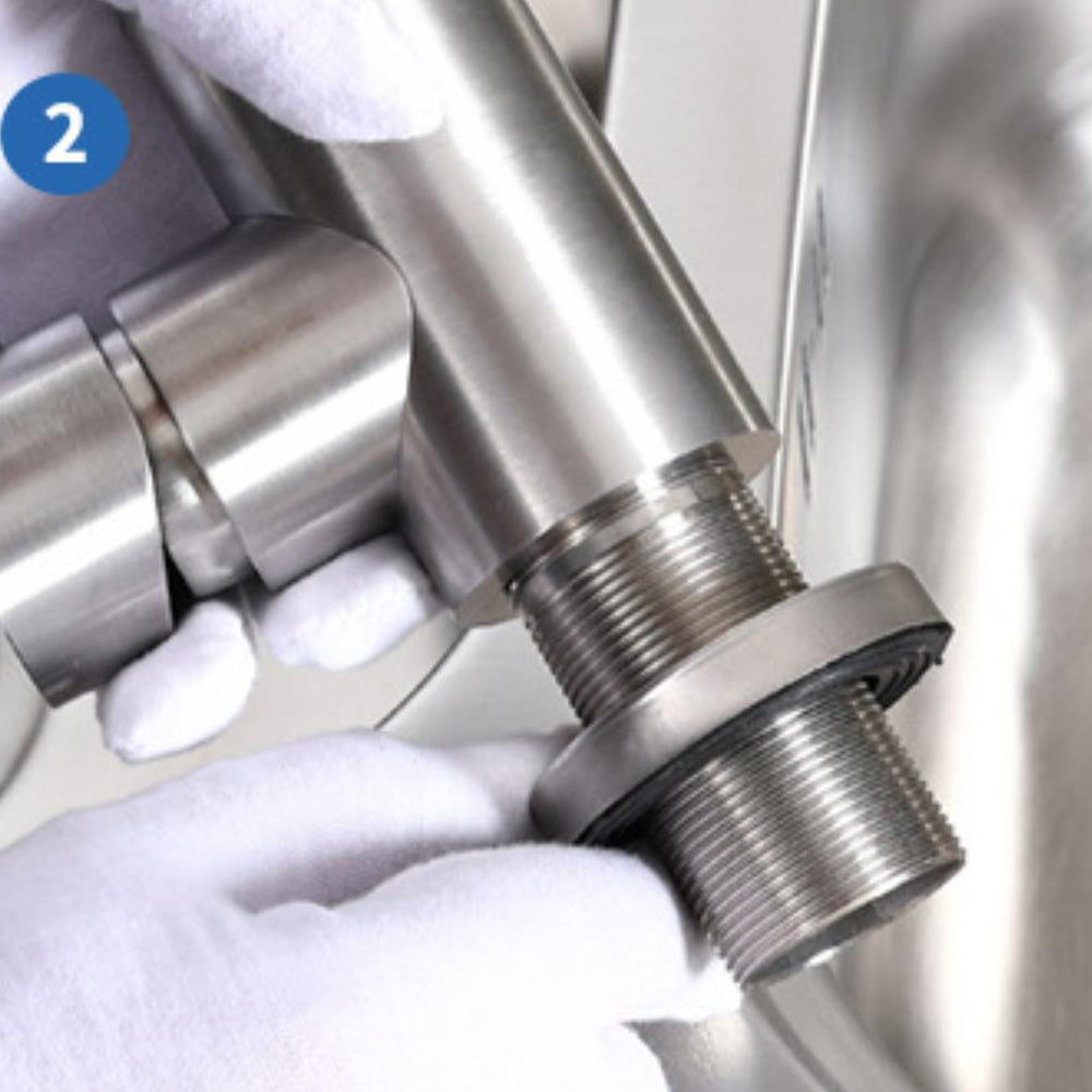 Robinet cuisine évier design fin style bambou - Argenté