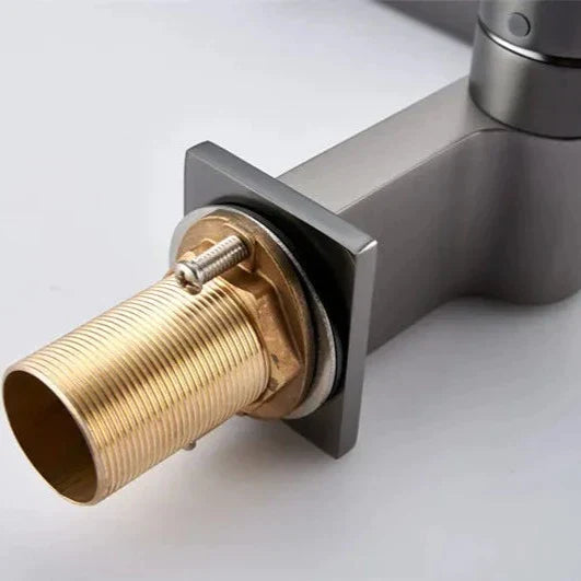 Robinet lavabo salle de bain plat rectangulaire minimaliste - Argenté - Laiton