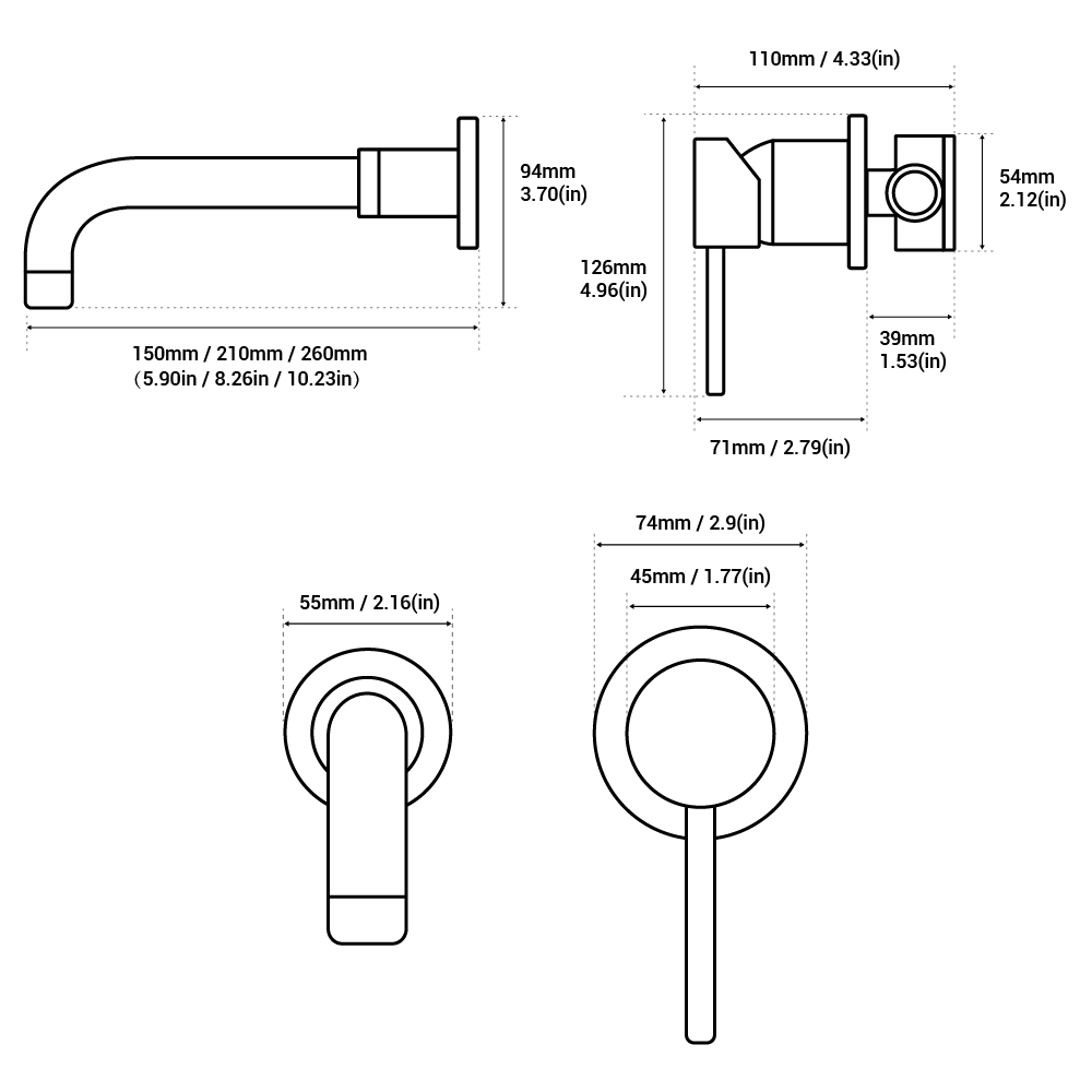 Robinet salle de bain lavabo encastrable - Doré - Laiton