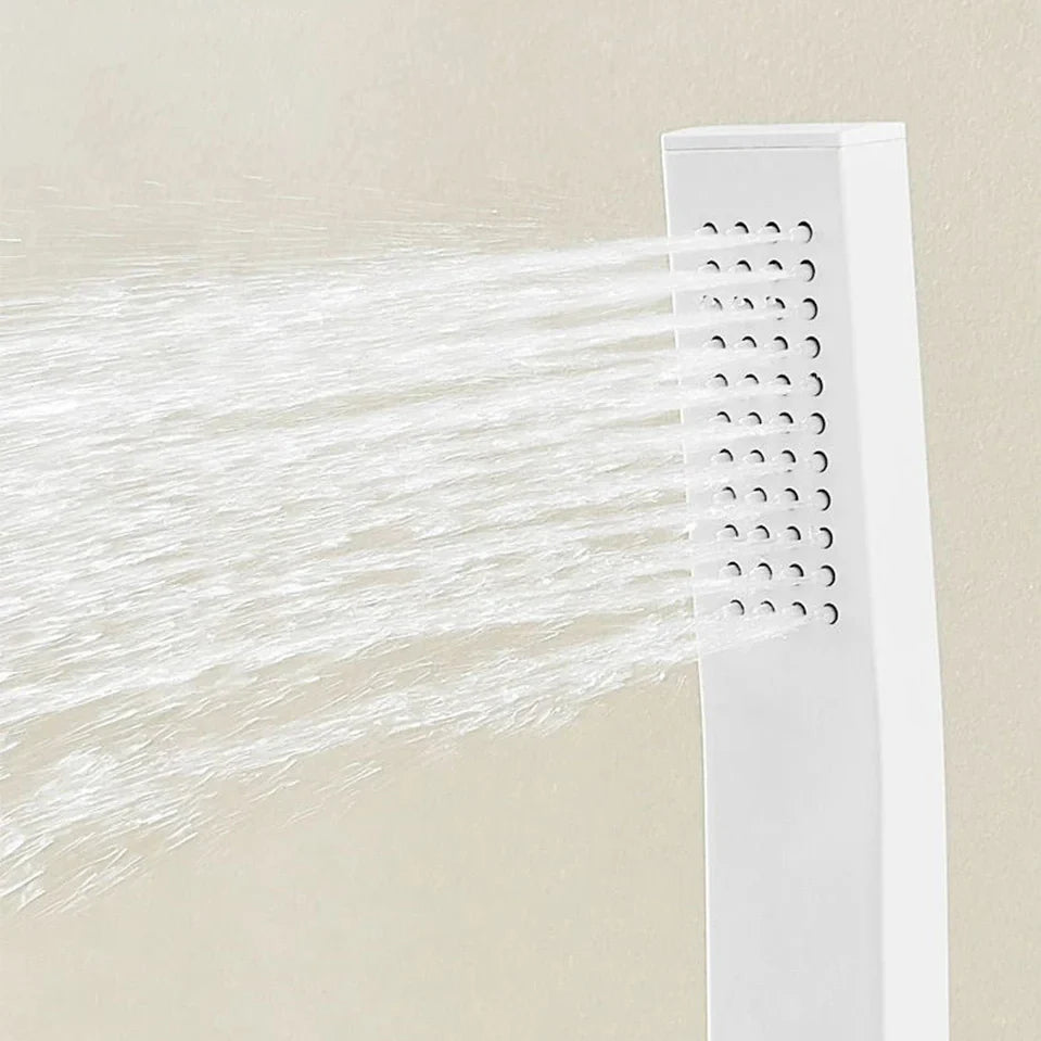 Robinet baignoire cascade douchette salle de bain - Blanc - Laiton