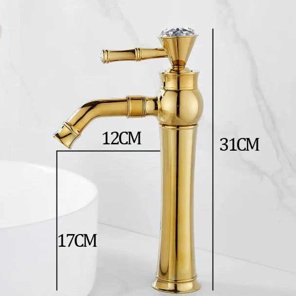 Robinet lavabo salle de bain diamant - Doré - Laiton