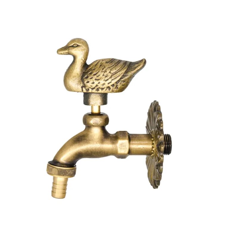 Robinet extérieur de jardin rétro fleur animaux - Doré