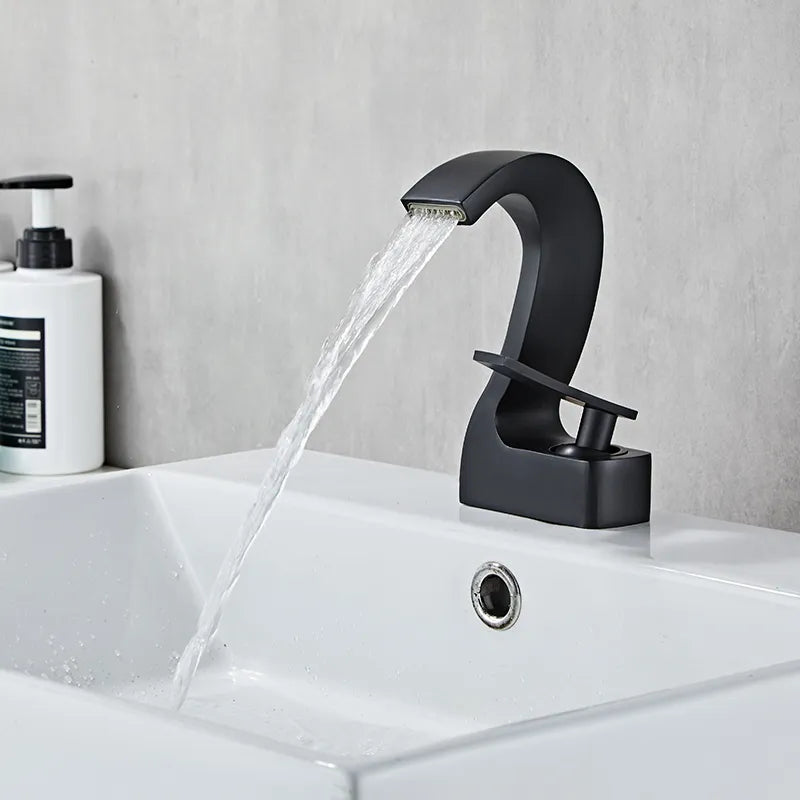 Robinet lavabo salle de bain cygne design - Noir