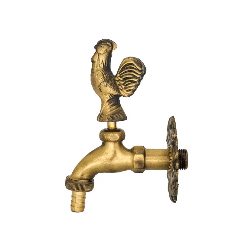 Robinet extérieur de jardin rétro fleur animaux - Doré
