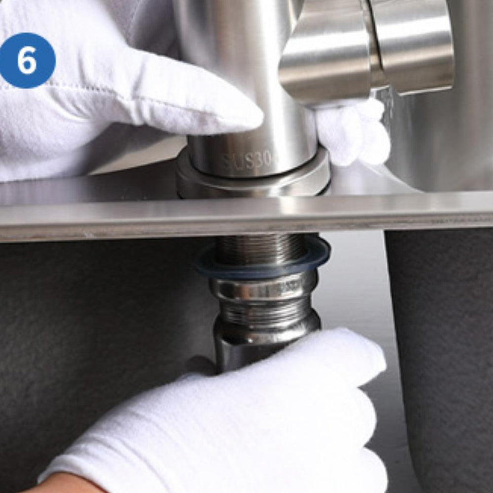 Robinet cuisine évier design fin style bambou - Argenté