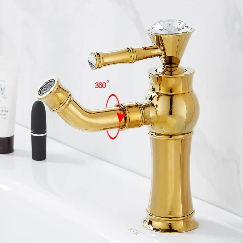 Robinet lavabo salle de bain diamant - Doré - Laiton