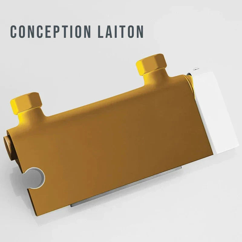 Robinet baignoire cascade douchette salle de bain - Noir - Laiton